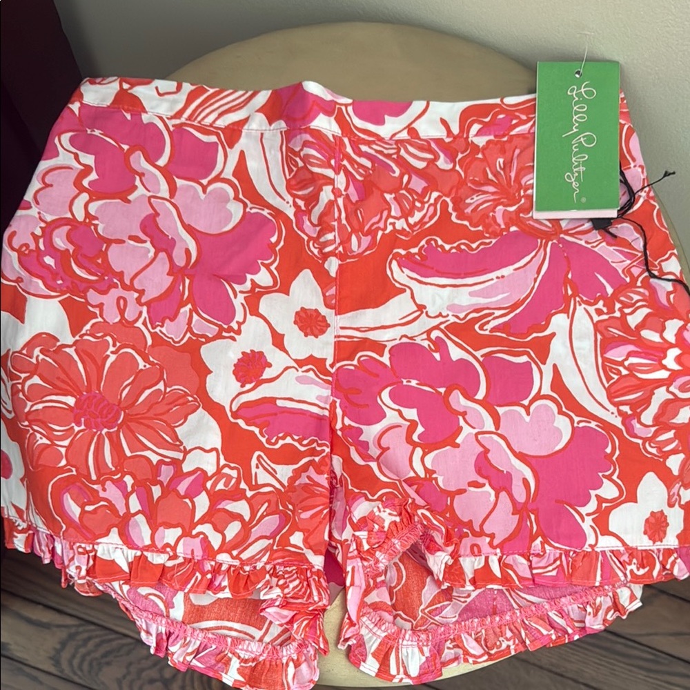 Lilly Pulitzer High Waist Pink and White Floral Shorts
